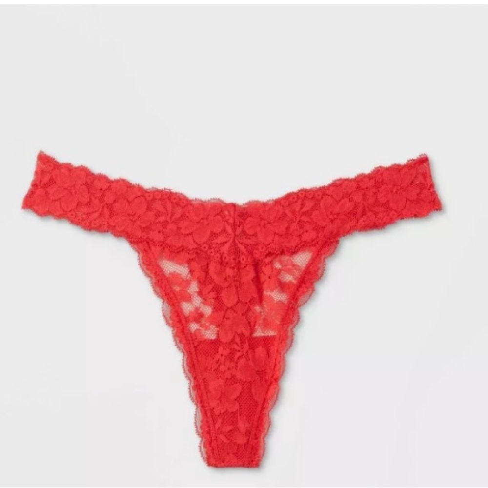 NWT Auden Women’s Allover Lace Thong size 1X 16-18 Color Red
